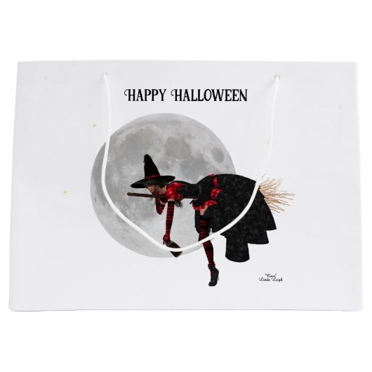 Tipsy heks op vliegende koffertas groot cadeauzakje (Voorkant)