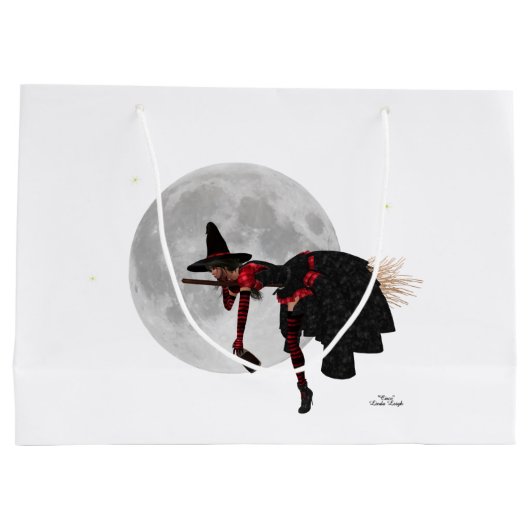 Tipsy heks op vliegende koffertas groot cadeauzakje (Achterkant)