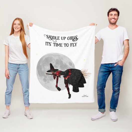 Tipsy heks op vliegende rugzak fleece deken (In situ)