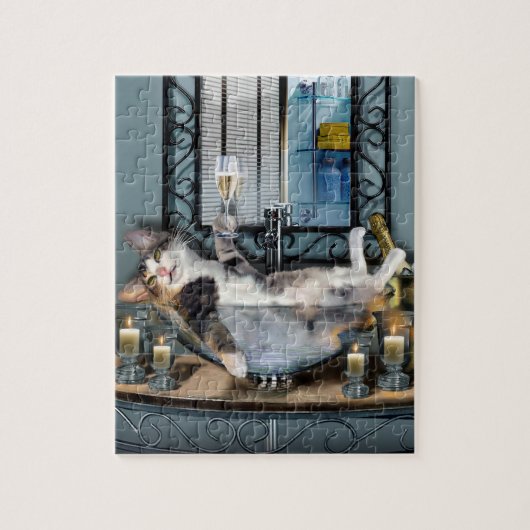 Tipsy kat puzzel. legpuzzel (Verticaal)