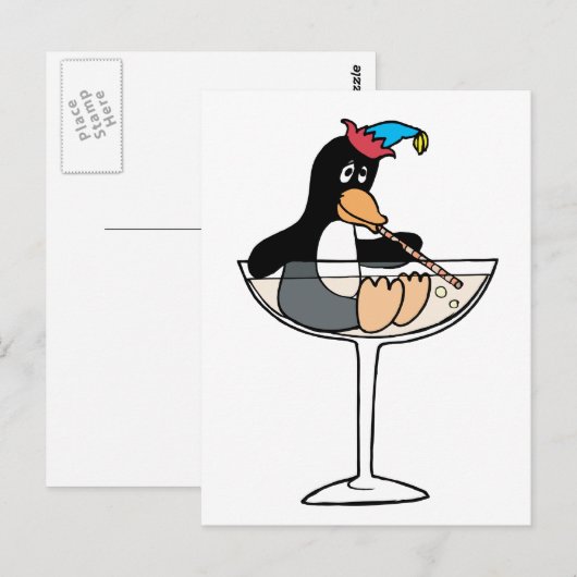 Tipsy Penguin Briefkaart (Voorkant / Achterkant)
