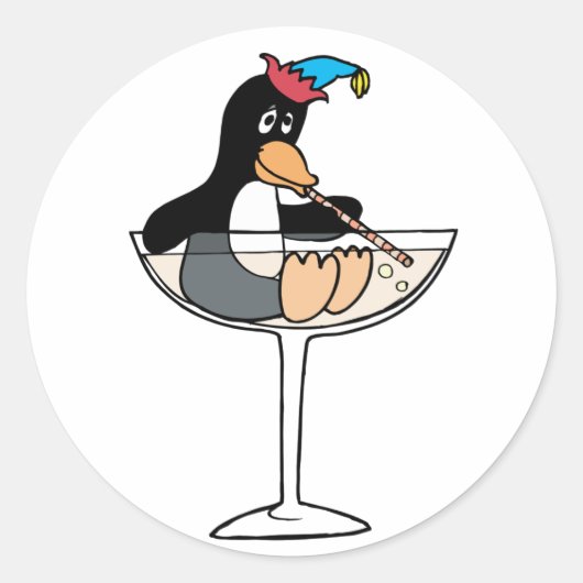 Tipsy Penguin Ronde Sticker (Voorkant)