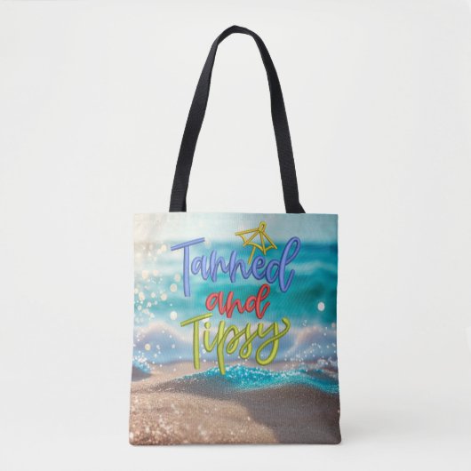 Tipsy Quote Ocean Beach Tote Bag (Voorkant)