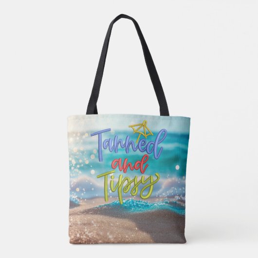 Tipsy Quote Ocean Beach Tote Bag (Achterkant)