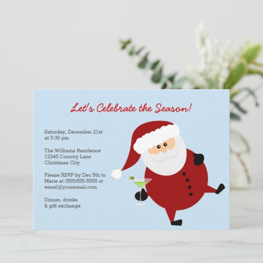 Tipsy Santa Claus Celebrate kerstparty Kaart (Staand voorkant)