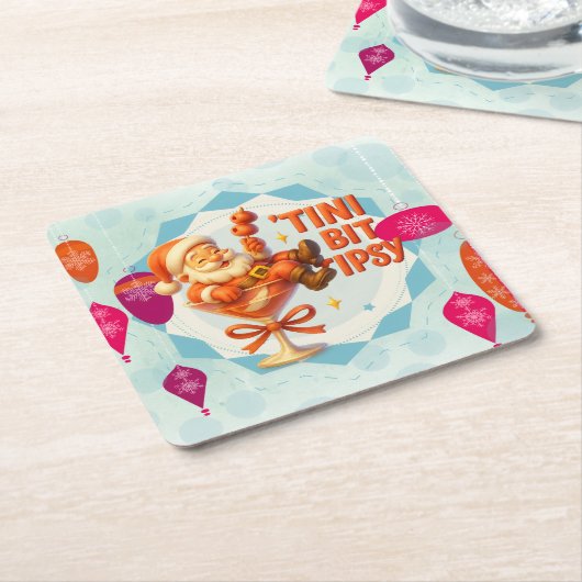 tipsy santa  kartonnen onderzetters (Schuin)