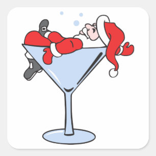 Tipsy Santa Vierkante Sticker