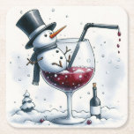 Tipsy Snowman Christmas Onderzetter<br><div class="desc">Perfect voor uw vakantie feest. Fin tipsy sneeuwman die houdt van zijn wijn.</div>