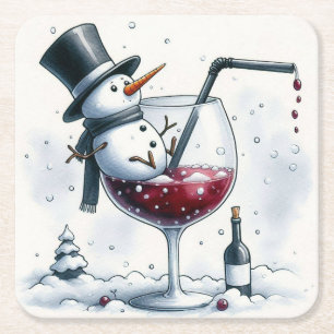 Tipsy Snowman Christmas Onderzetter