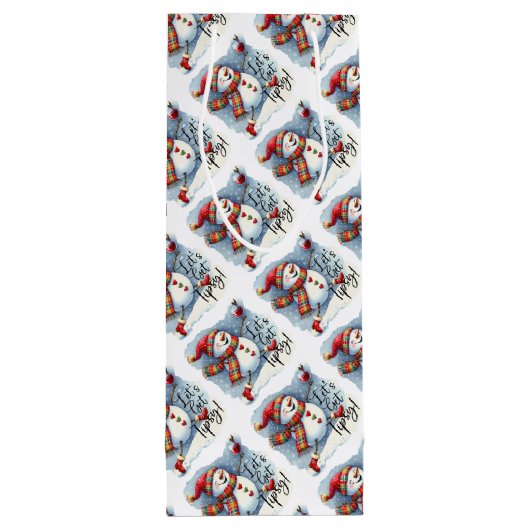 Tipsy Snowman Drink wijn Wijn Cadeautas (Achterkant)