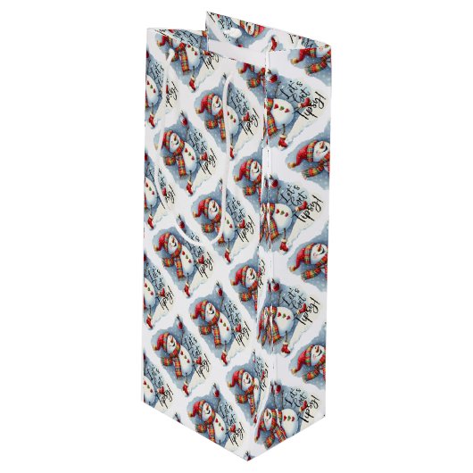 Tipsy Snowman Drink wijn Wijn Cadeautas (Voorkant Gekanteld)