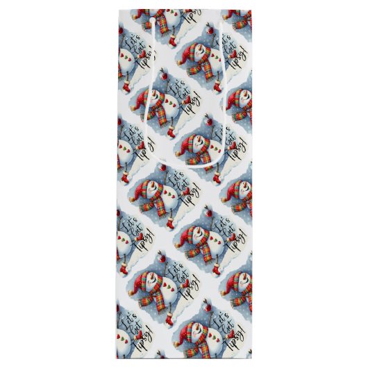 Tipsy Snowman Drink wijn Wijn Cadeautas (Voorkant)