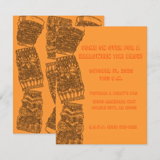Tipsy Tiki Totem Halloween Holiday Luau Party - Kaart (Voorkant / Achterkant)