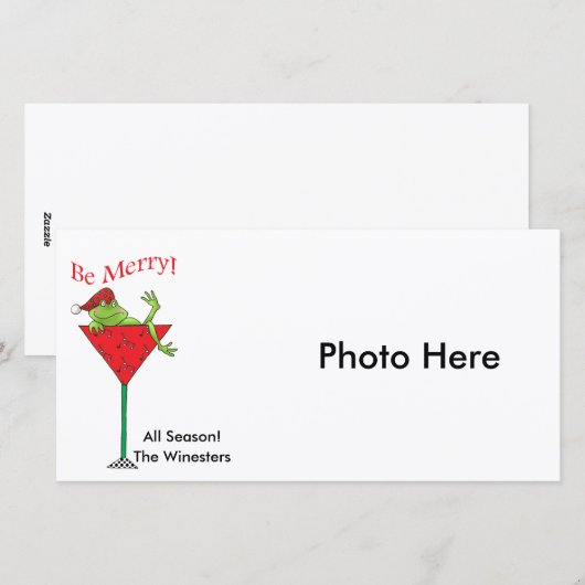 Tipsy-tini's Kikker Feestdagenkaart (Voorkant / Achterkant)