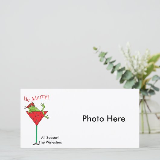 Tipsy-tini's Kikker Feestdagenkaart (Staand voorkant)