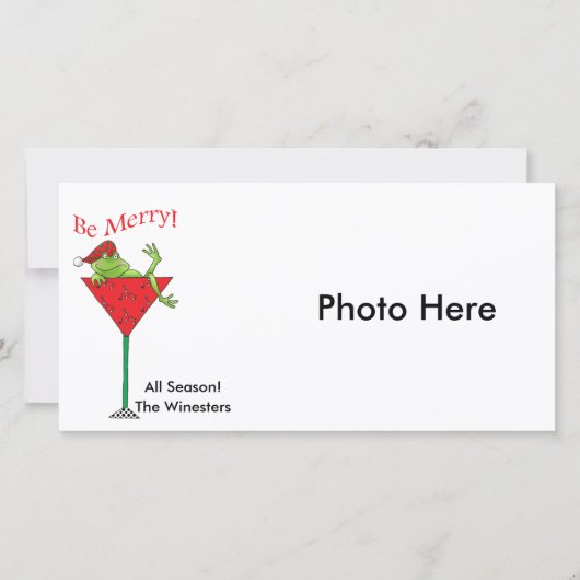 Tipsy-tini's Kikker Feestdagenkaart (Voorkant)