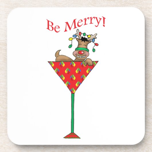 Tipsy-tini's rendiertje bier onderzetter (Voorkant)