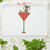 Tipsy-tini's rendiertje theedoek (Gevouwen)