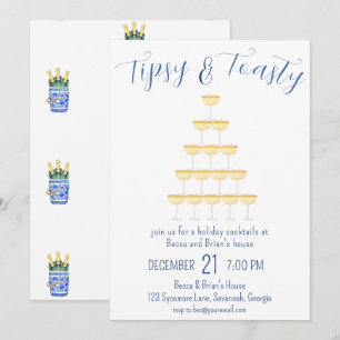 Tipsy & Toasty Christmas Party Bubbly Glass Kaart