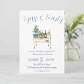 Tipsy & Toasty Christmas Party Bubbly Uitnodiging (Staand voorkant)