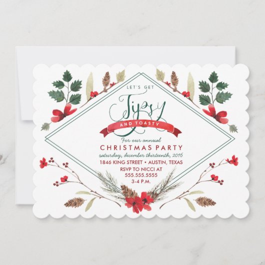 Tipsy & Toasty Holiday Party Uitnodiging (Voorkant)