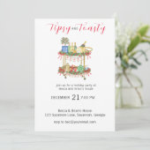 Tipsy & Toasty Rode Bar Kerstfeest uitnodiging (Staand voorkant)