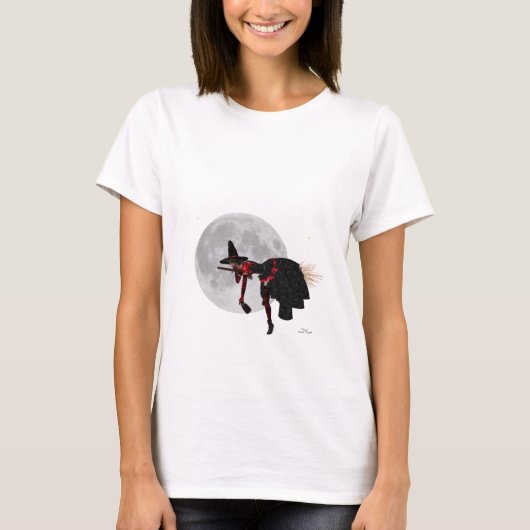 Tipsy Witch on Flying Broom Women's T-Shirt (Voorkant)