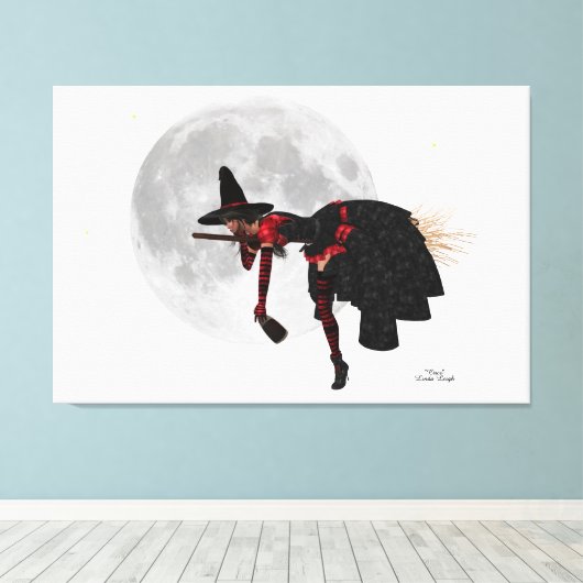 Tipsy witch op vliegend kleeddoek canvas afdruk (Insitu (Houten vloer))