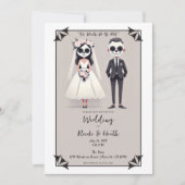 Tiptoe Suiker Skull Bruid & Bruidegom Trouwen Kaart (Voorkant)