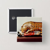 Tipu's Tiger, c.1790 (hout) Vierkante Button 5,1 Cm (Voorkant /achterkant)