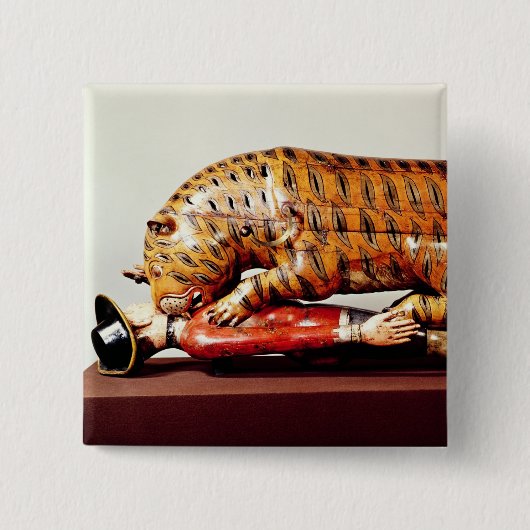 Tipu's Tiger, c.1790 (hout) Vierkante Button 5,1 Cm (Voorkant)