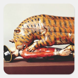 Tipu's Tiger, c.1790 (hout) Vierkante Sticker