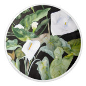 Tirador con acuarela de alcatraces blancos. keramische knop (Voorkant)