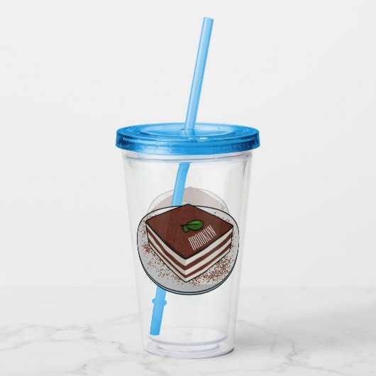Tiramisu cake cartoon afbeelding acryl drinkbeker (Achterkant)
