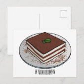 Tiramisu cake cartoon afbeelding briefkaart (Voorkant / Achterkant)