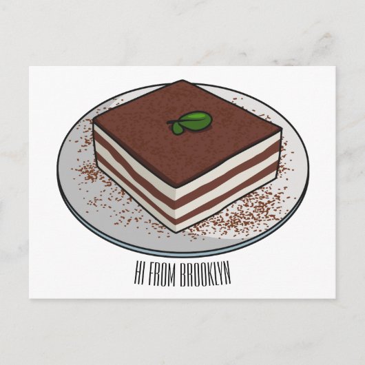 Tiramisu cake cartoon afbeelding briefkaart (Voorkant)