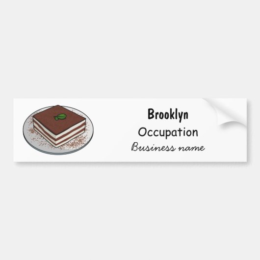 Tiramisu cake cartoon afbeelding bumpersticker (Voorkant)