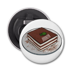 Tiramisu cake cartoon afbeelding button flesopener