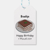 Tiramisu cake cartoon afbeelding cadeaulabel (Voorkant)