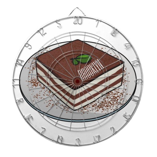 Tiramisu cake cartoon afbeelding dartbord (Voorkant)