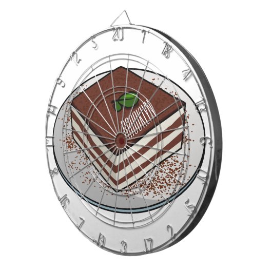 Tiramisu cake cartoon afbeelding dartbord (Voorkant Rechts)