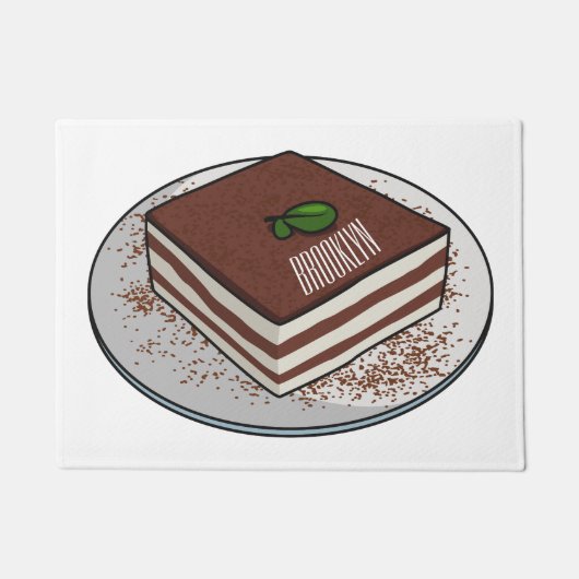 Tiramisu cake cartoon afbeelding deurmat (Voorkant)