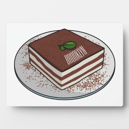 Tiramisu cake cartoon afbeelding fotoplaat (voorkant)