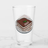 Tiramisu cake cartoon afbeelding glas (Voorkant)