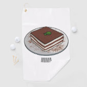 Tiramisu cake cartoon afbeelding golfhanddoek (Insitu)