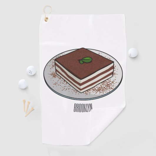 Tiramisu cake cartoon afbeelding golfhanddoek (Insitu)