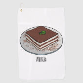 Tiramisu cake cartoon afbeelding golfhanddoek (Voorkant)