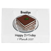 Tiramisu cake cartoon afbeelding groot cadeauzakje (Achterkant)