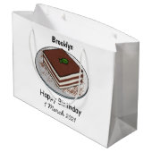 Tiramisu cake cartoon afbeelding groot cadeauzakje (Achterkant Gekanteld)