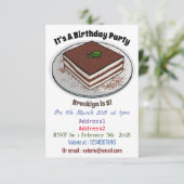 Tiramisu cake cartoon afbeelding kaart (Staand voorkant)